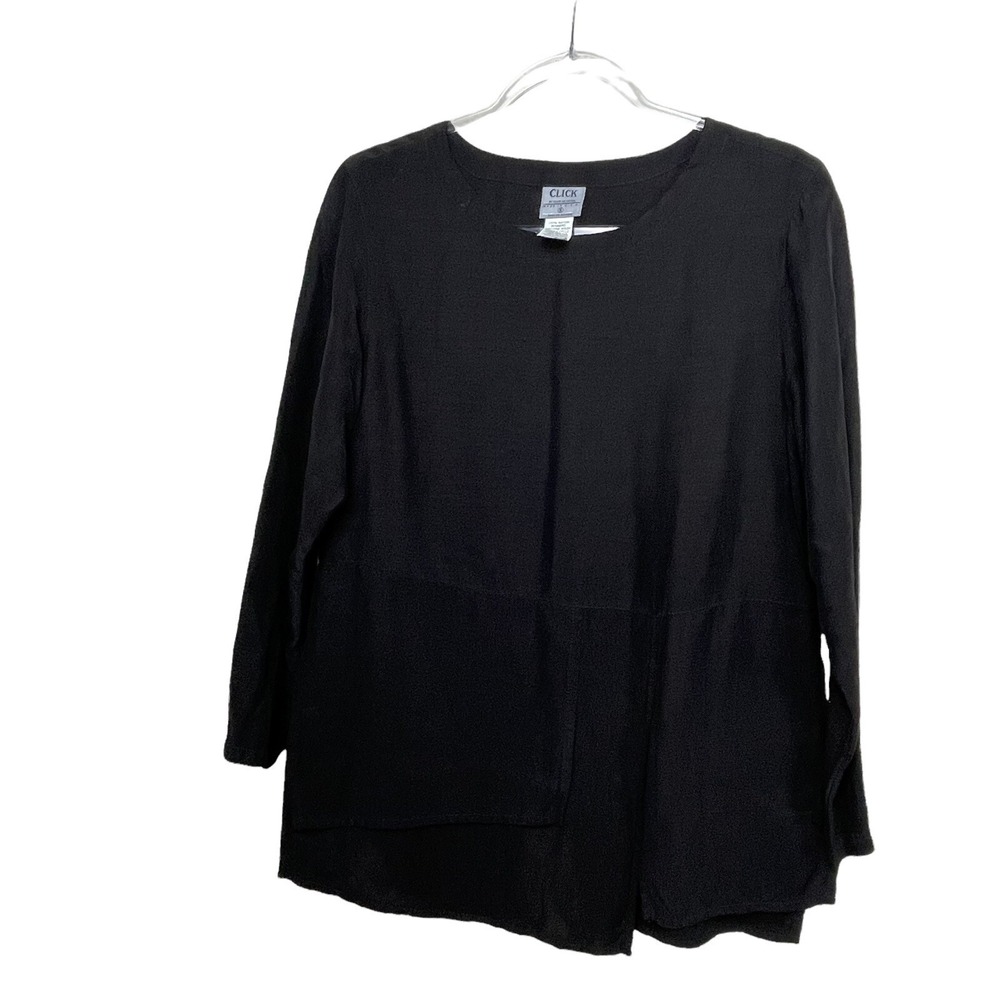 Click by Color Me Cotton Rayon Black Size S Lagenlook Resort Artsy Blouse Layer‎